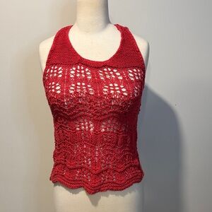 Saint Tropez West Red Crochet Tank Top